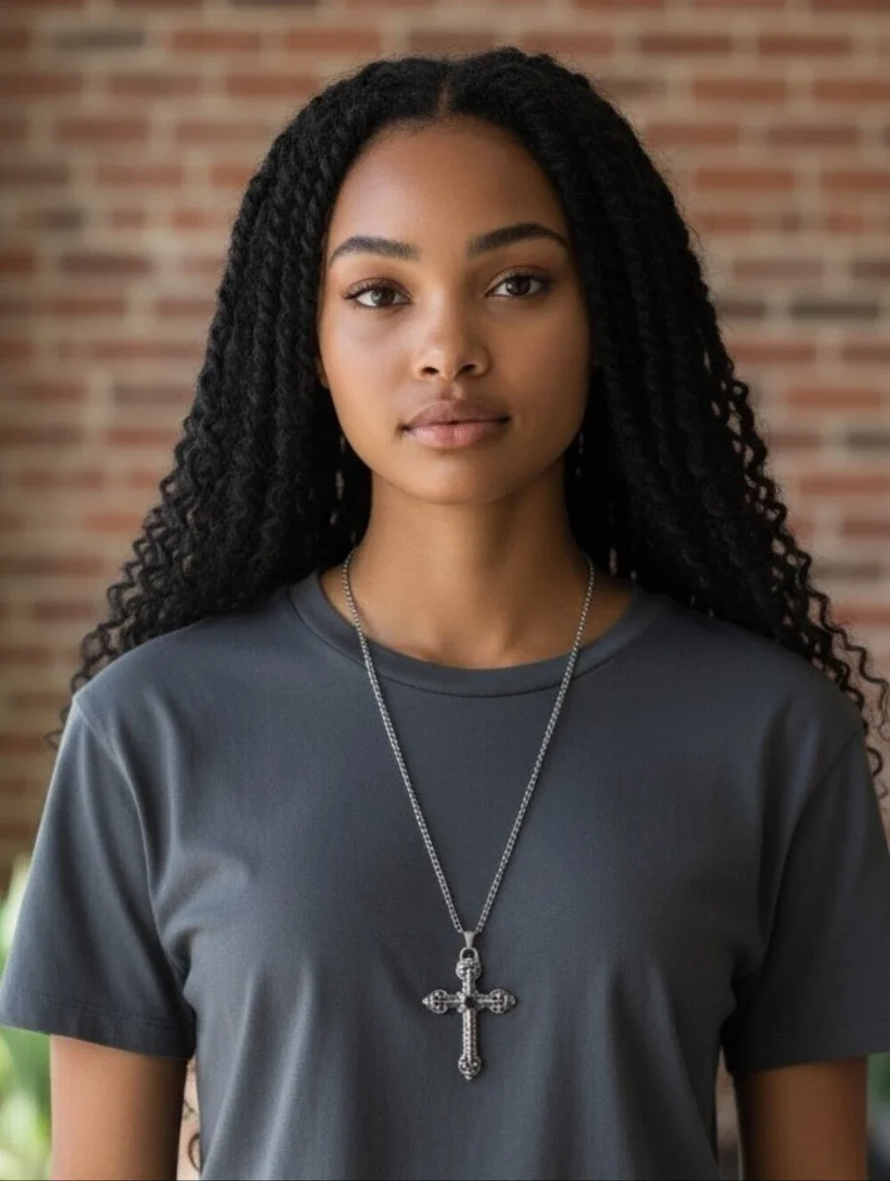 Silvertone Cross Pendant Necklace